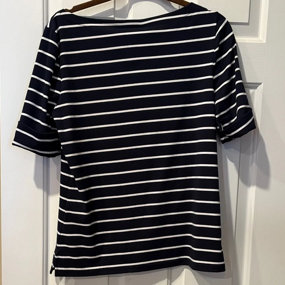 Ralph Lauren Navy and White Striped Short Sleeve Tee - Picture 3 of 3